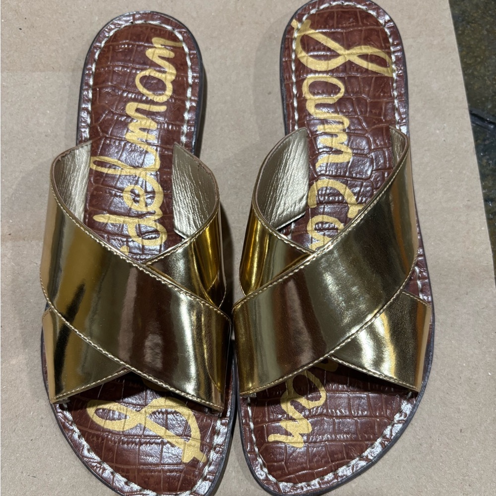 Sam Edelman Gold Slide Sandals